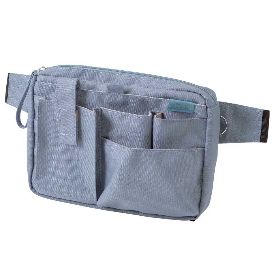 （まとめ買い）文具エプロンバッグ 大容量マチ付ファスナータイプ ブルー BE020BL [x3]