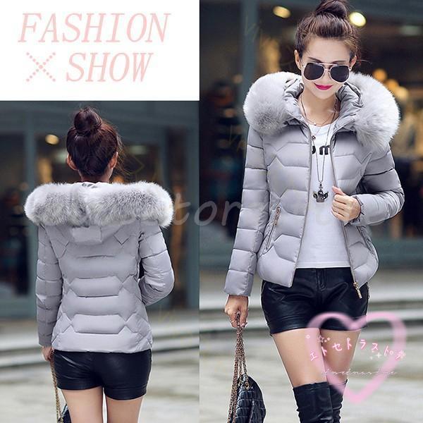 万能流行感 ダウンコート レディース フード付き ダウンジャケット アウター エレガント ファスナー ショット丈 秋 冬 ファー カジュアル 防寒 防風 冬服 通勤