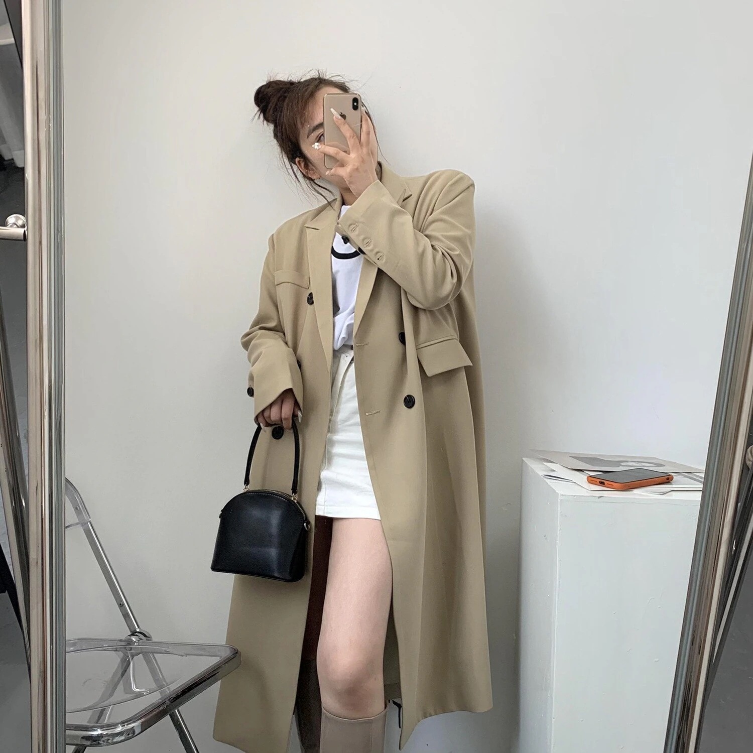 【急速出荷!】冬アウター秋アウター人気アウター2022春の新商品の気質韓国東大門長款ブレザーのコートのins女韓版ウインドブレー秋ジャケット2022はボアで決まり 人気ボアアウターキルティングアウター 5,303円