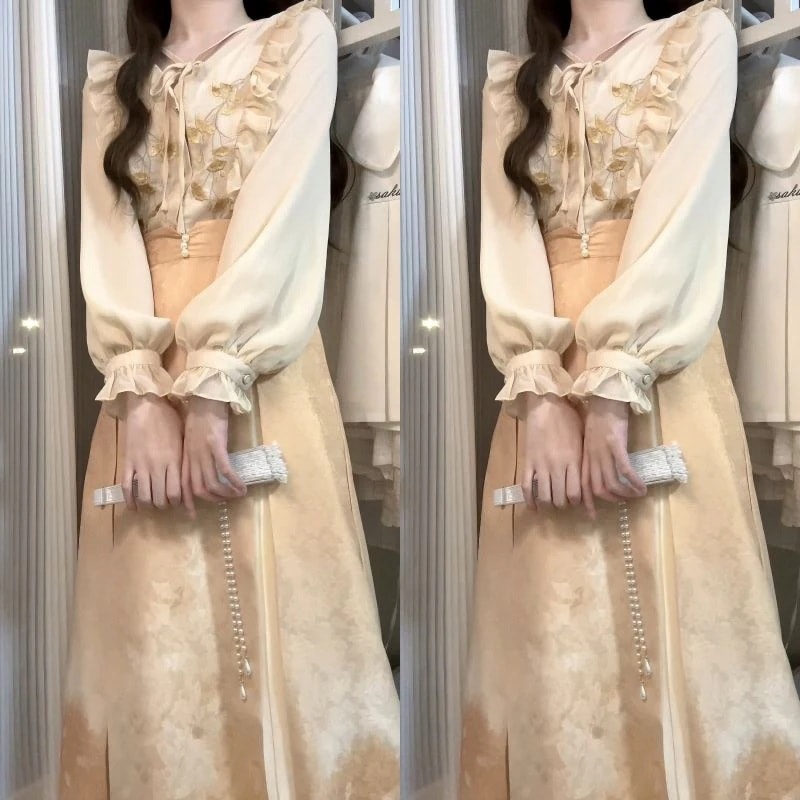 【フルセット】デザイン秋意濃cos要素新韓国長袖上着半スカートコートセット 11,110円