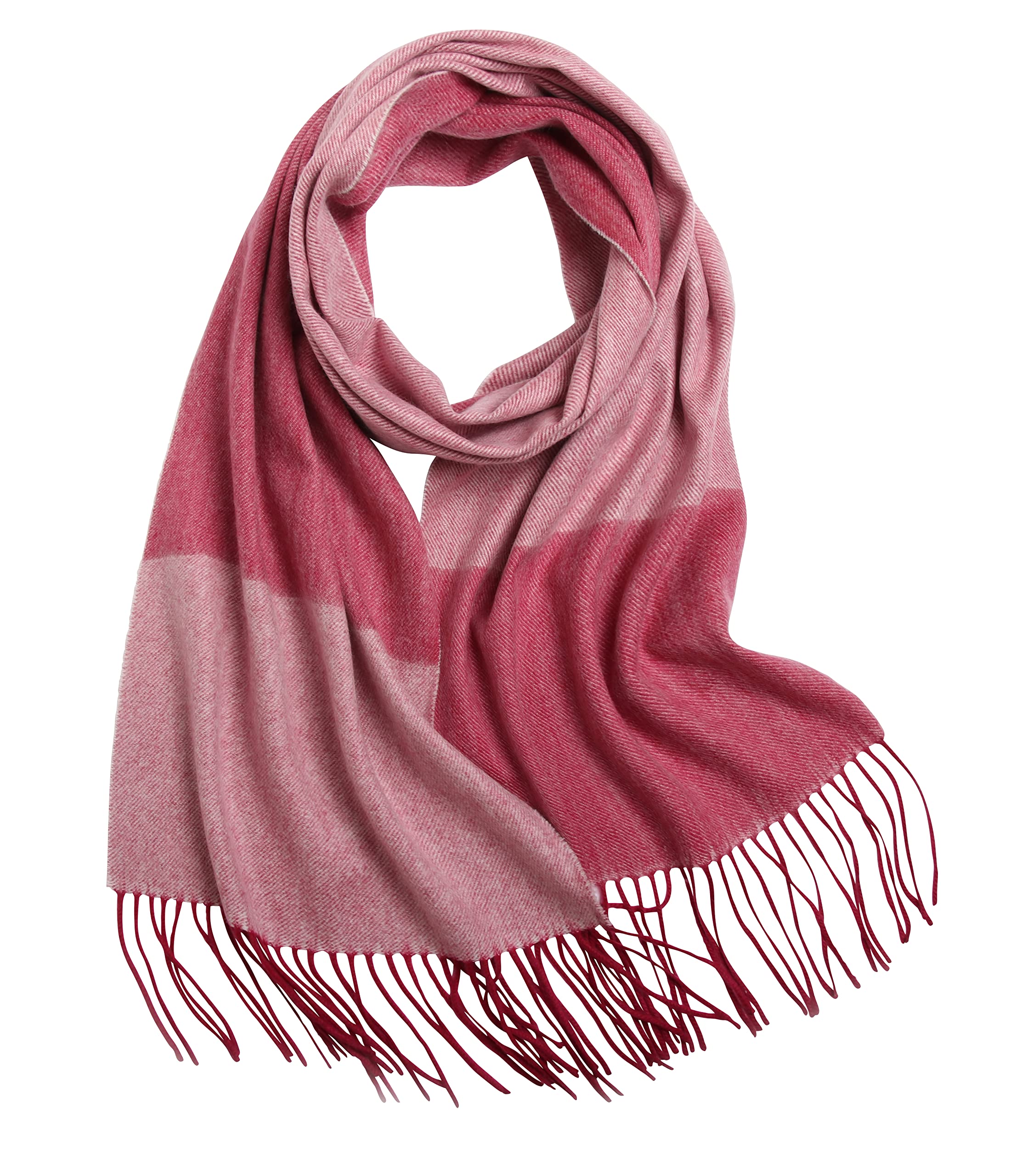 [RAINBOW] カシミヤ 100% ストール マフラー 大判 厚手 無地 チェック 男女兼用 35cm幅×200cm (チェック ラズベリー)