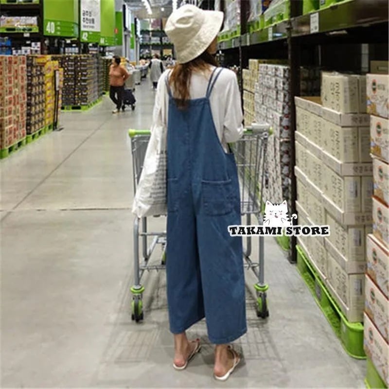 サロペット レディース ワンピース オーバーオール デニム プラスサイズ ロング ワイドパンツ 9/10丈 ルーズフィット クリーン キュート 夏 秋 学生