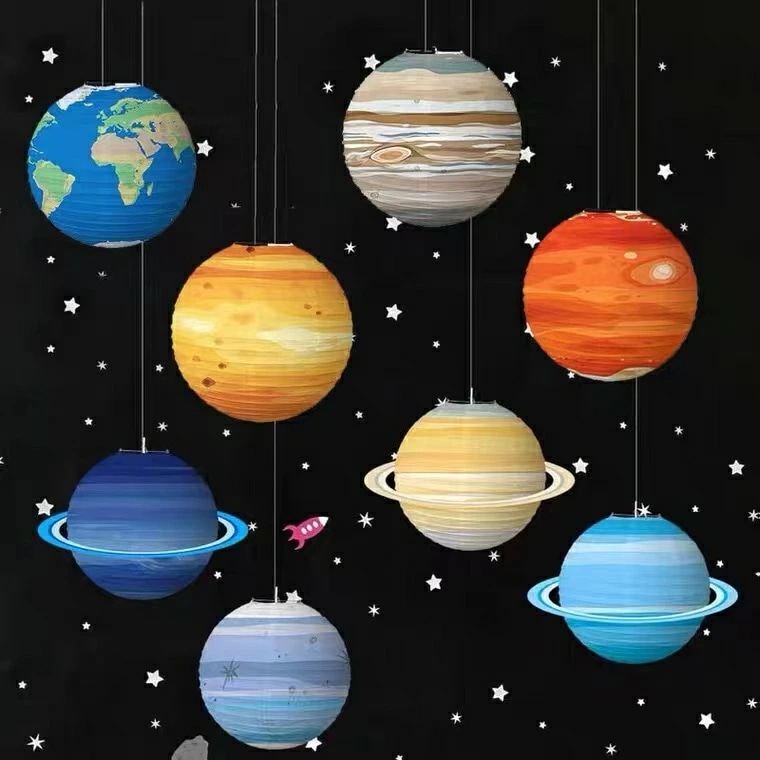 8つの惑星セット 惑星 紙提灯 直径30cm ちょうちん 丸型 紙つりとう 宇宙ペーパーつりとう 宇宙提灯 宇宙装飾フック 惑星つりとう 太陽系つりとう 子供/教室/科学/誕生祝/宇宙/イベント/パー