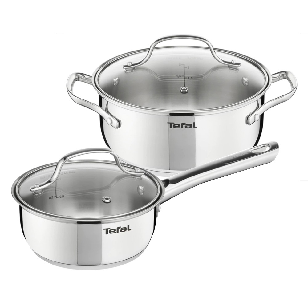 リミテッドエディション ステンレススチール IH対応 ソースパン＆ポット 2ピース (16cm + 18cm) シルバー