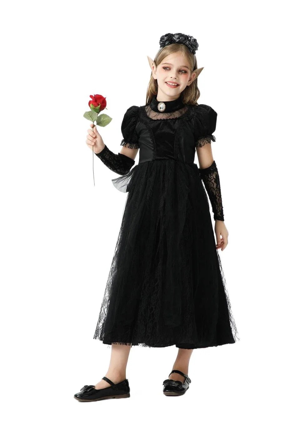 2024 子供衣装ヨーロッパとアメリカのゴースト花嫁ゴシックヴァンパイアホラー魔女面白い子供服