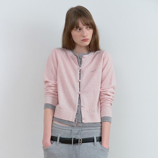 LAYERED KNIT CARDIGAN GY PK