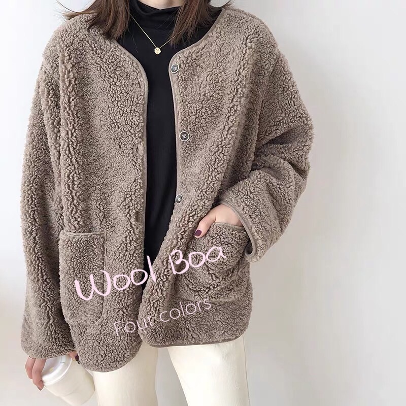 ウールボア カーディガン レディース