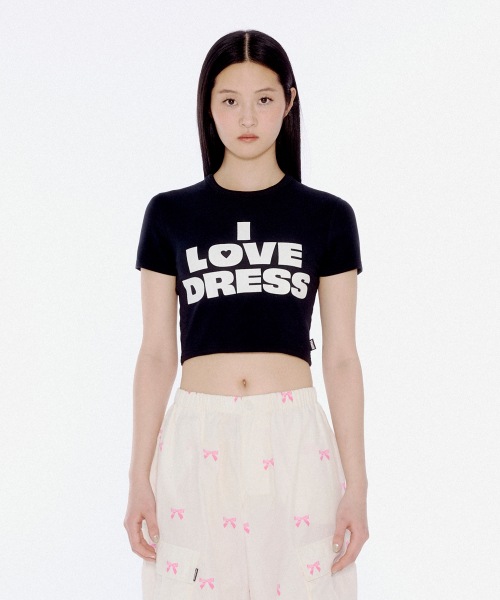 YOUHEE LOVE DRESS LETTERING TSHIRTS BLACK YHSTEB003BK