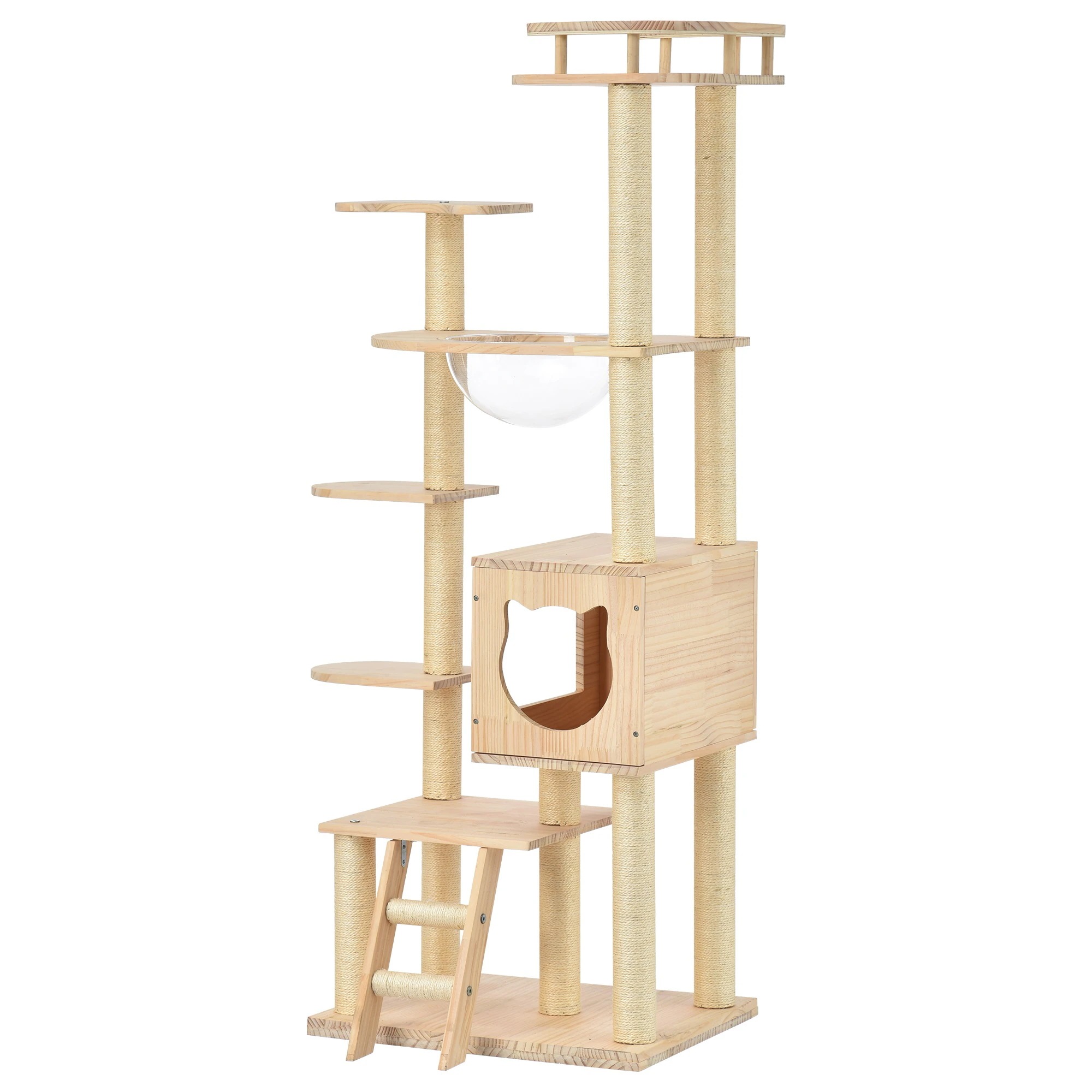 【国内発送,送.料無料】A4【TX295242AAA】キャットタワー 透明宇宙船 頑丈 据え置き おしゃれ キャットタワー 木製 可愛い麻紐 爪とぎボール 猫ベッド 安全安心 ペット用品