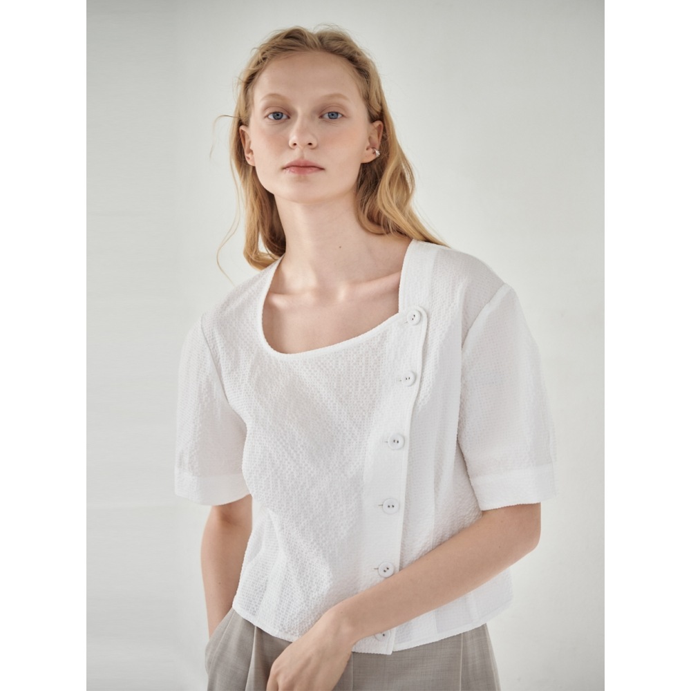 LOEUVRE スクエア カーブネック ジャケット ブラウス SW3MB217-01