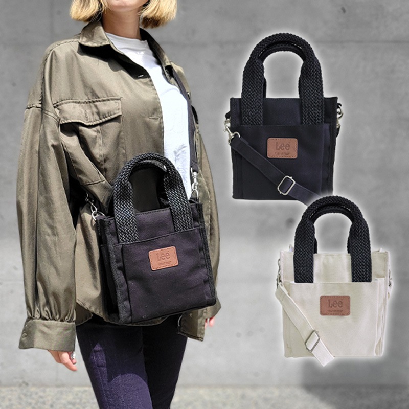 2WAY ミニ スクエア トートバッグ ショルダーバッグ ミニトート ランチトート コットン メッシュ レディース キャンバス ロゴ ブラック ホワイト