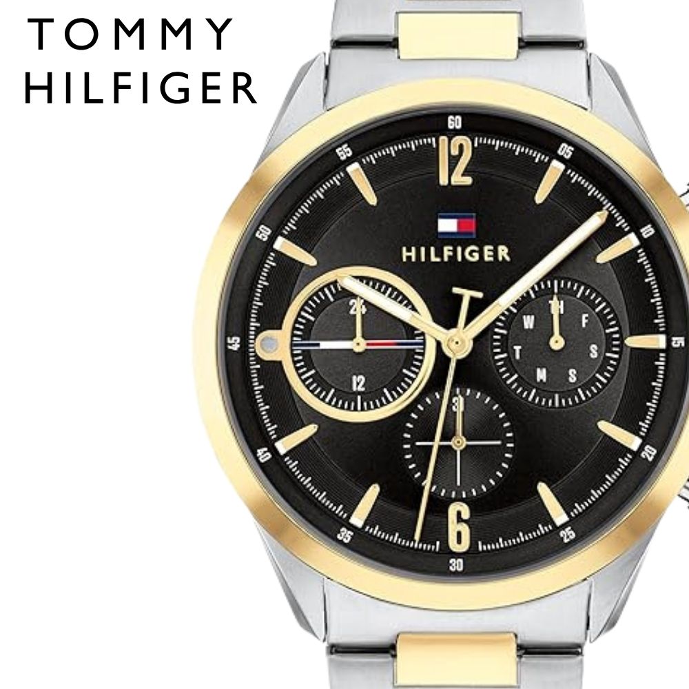 トミーヒルフィガー 腕時計 メンズ シンプル ステンレス ブラック文字盤 カレンダー表示 ブランド 時計 男性用 かっこいい ビジネス 誕生日 記念日 ギフト 1791944 クリスマス プレゼント