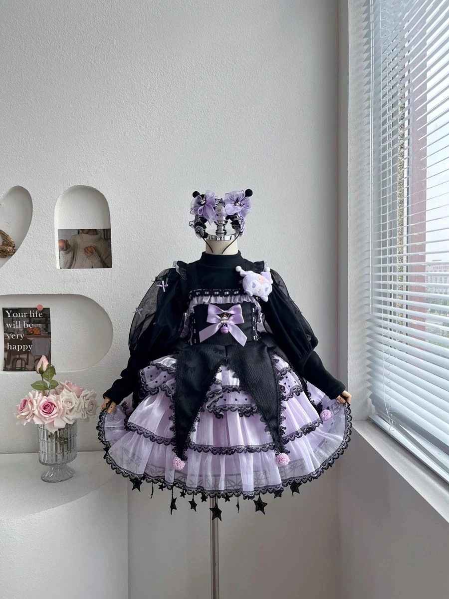 新品の初発/底値子供服の女の子のワンピース秋冬の洋気漫画のの王女のスカートの蓬蓬のスカートのロリータ