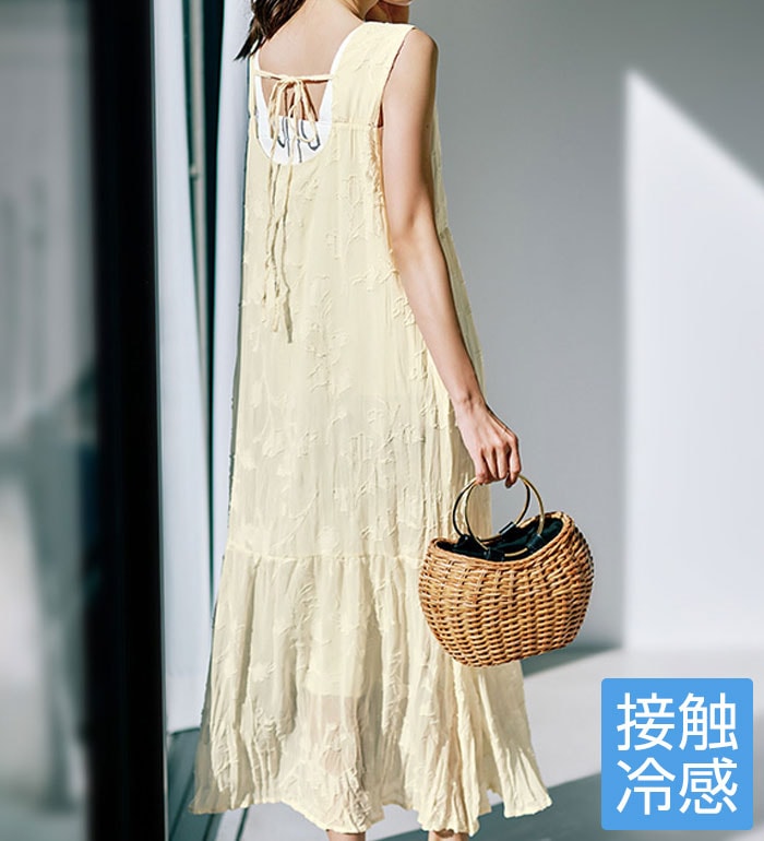 [最安値挑戦]！ジャカード素材フレアーシルエットジャンパスカート レディース 夏 ワンピース M-3L 5,249円