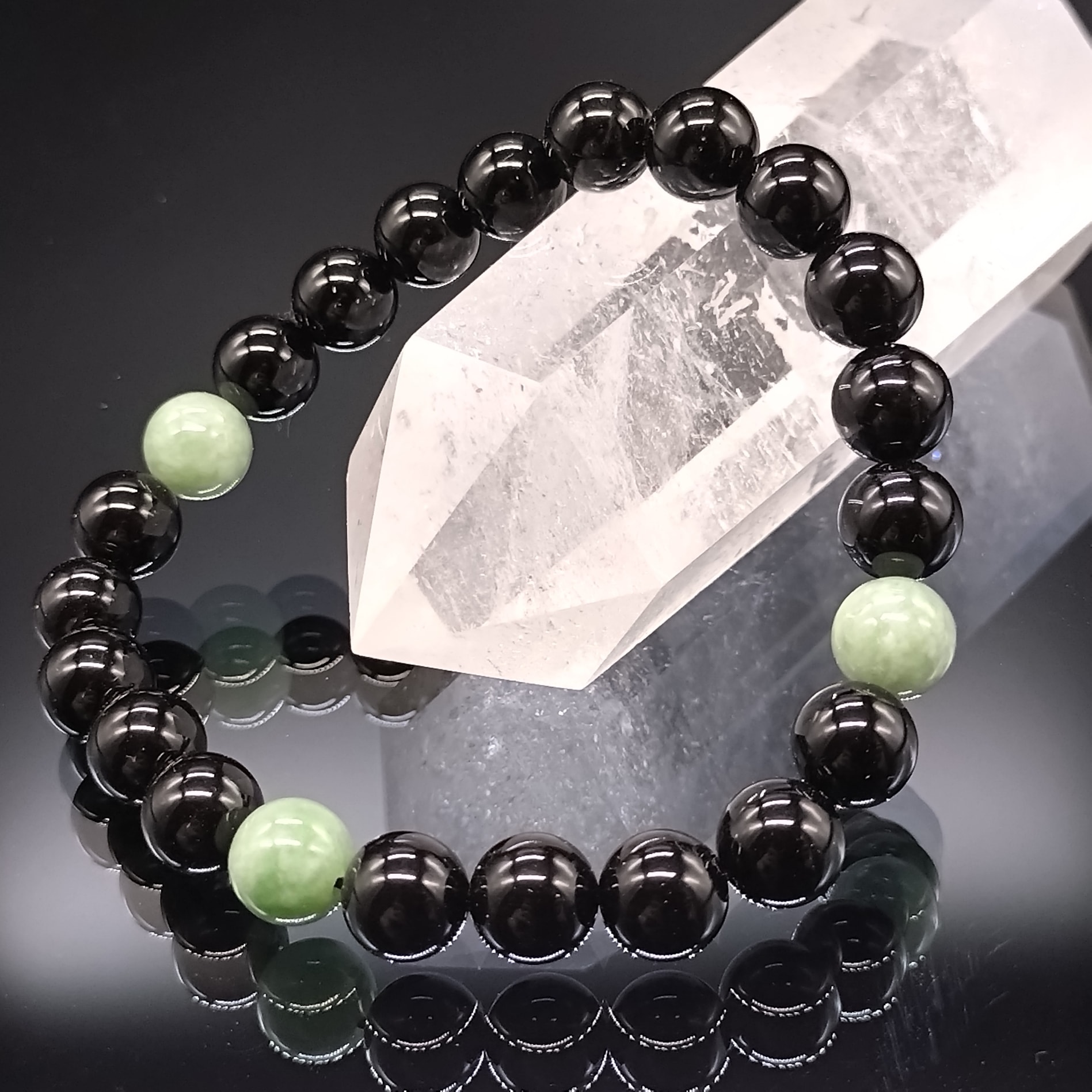 モリオン 翡翠 8mm 鑑別済み ブレスレット パワーストーン 天然石