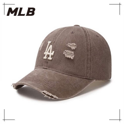 MLB公式正規品 Damage Washing Unstruck Ball Cap LA (L.Brown)