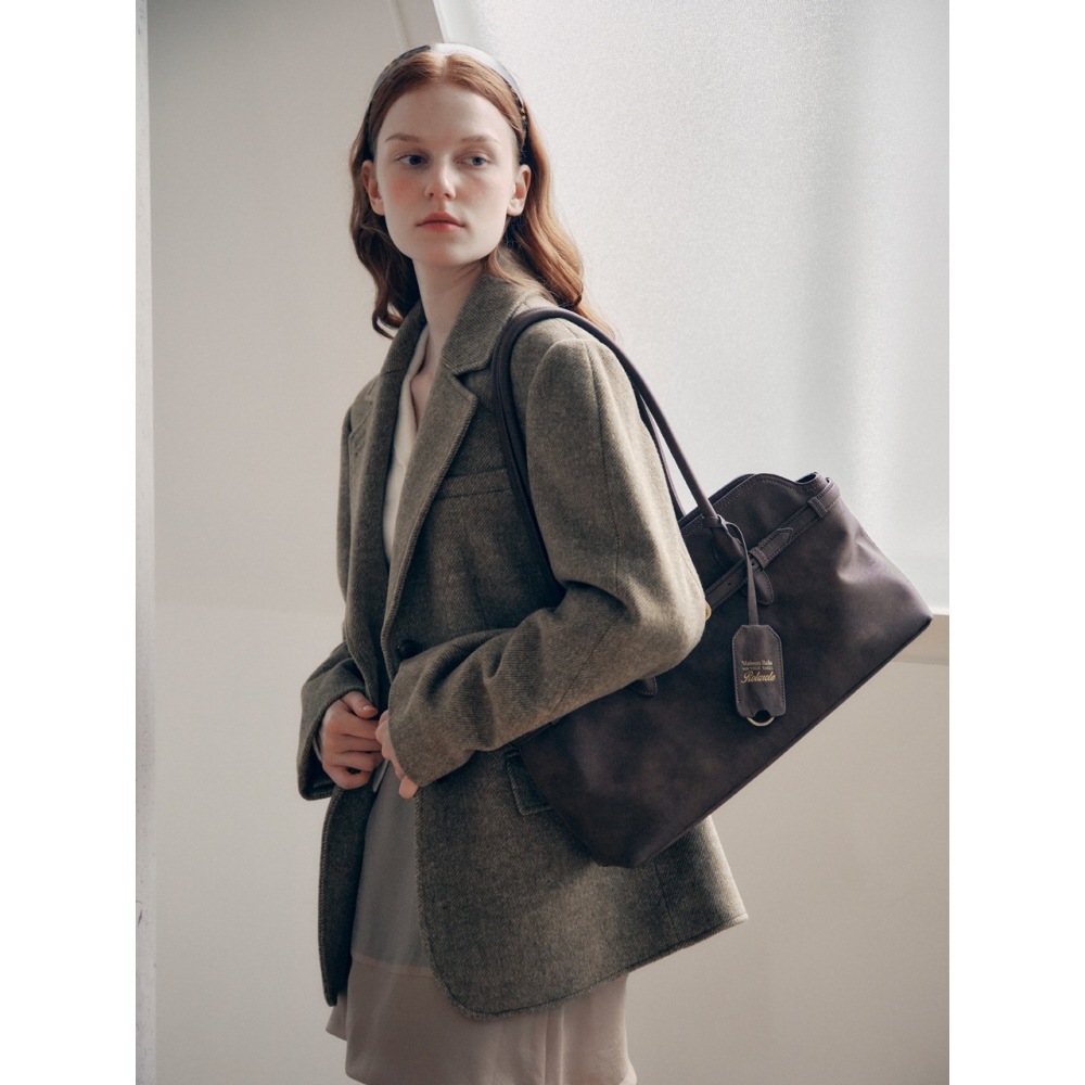 ロラローラウールブレンドクラシックジャケットカーキ