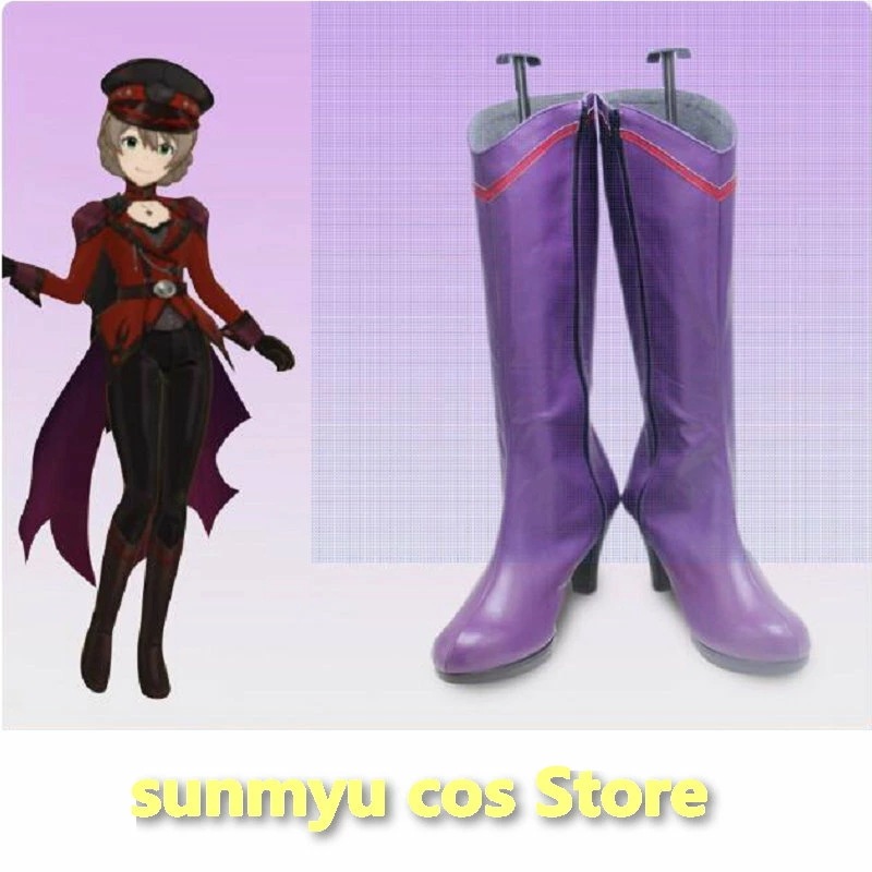 アイドルマスターミリオンライブ ディアボロスイデア 桜守歌織 紫ブーツ コスプレ靴 オーダーメイド可能