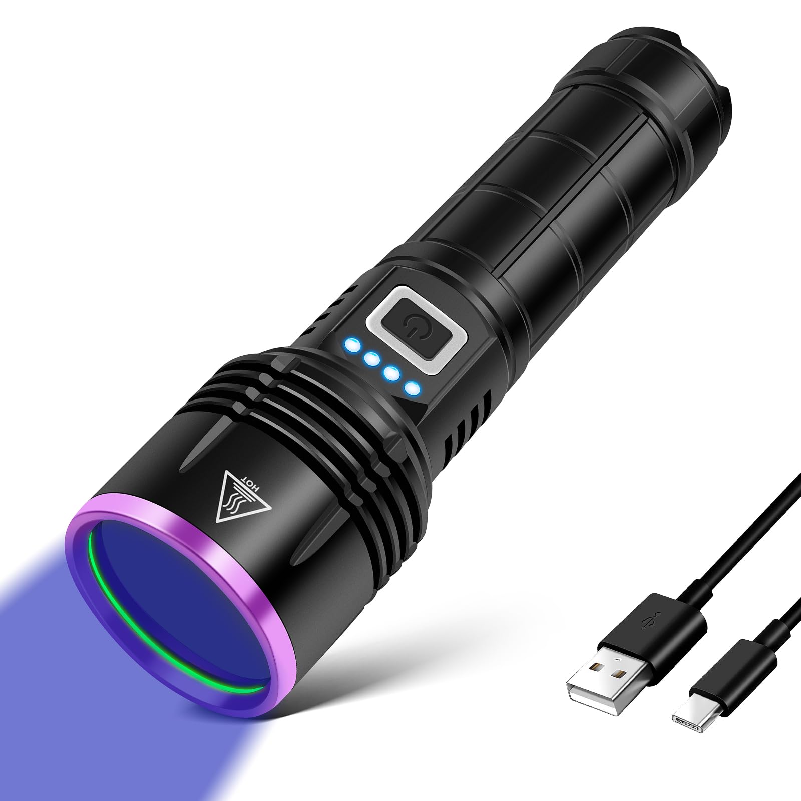 ブラックライト 365nm 30ｗ uvライト 強力 アニサキスライト 電量指示 紫外線ライト レジン用 硬化ライト アルミニウム合金製 釣り ペット尿検出器 サソリ アニサキスライト 鑑定 真贋 鉱