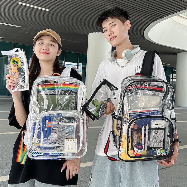 Qoo10] クリアバックパック 透明 リュックサック