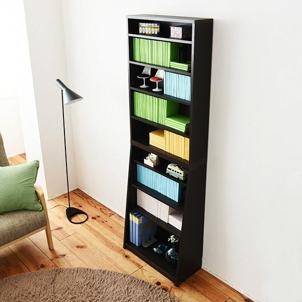 本棚 大容量 スリム 漫画 コミック本 CD DVD 収納棚 おしゃれ 北欧 シンプル 省スペース 棚板 1cmピッチ 調節 白 ホワイト 幅 60cm ブックラック オープンラック