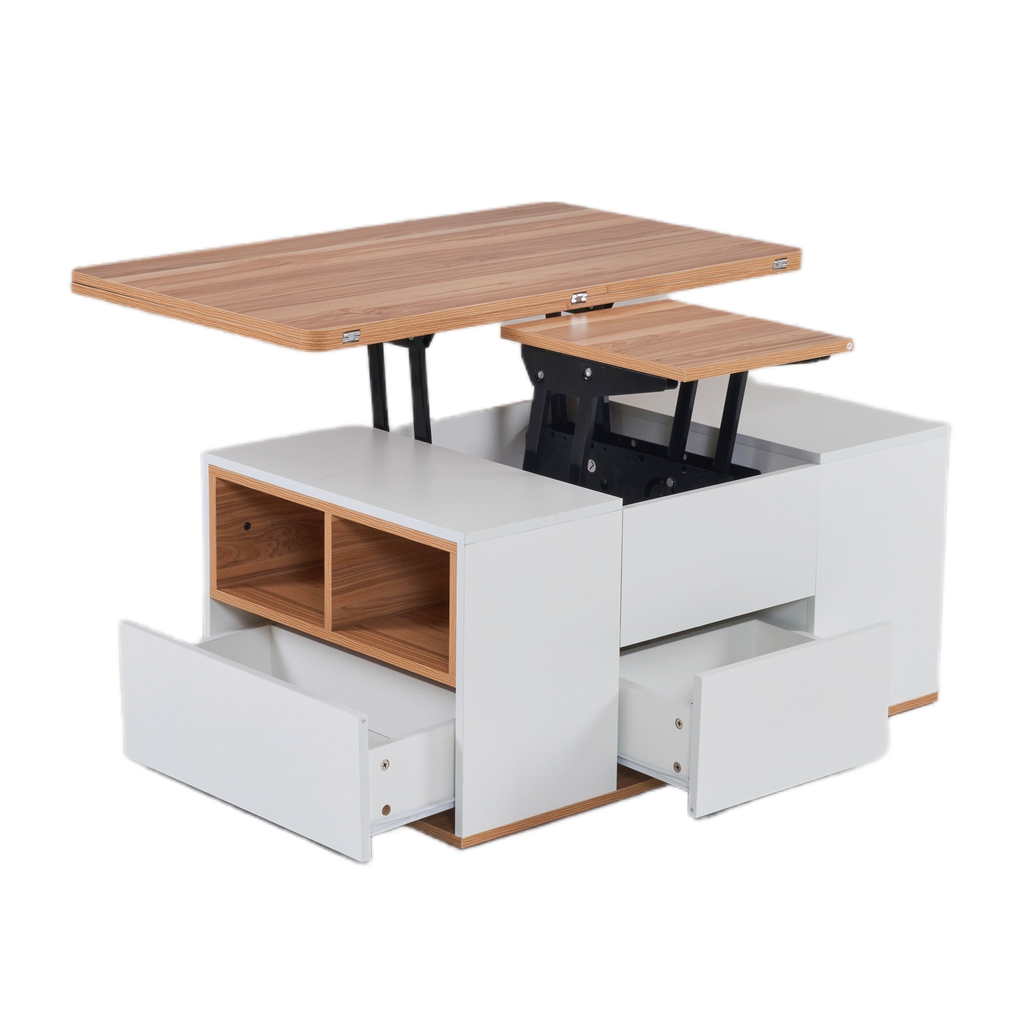 [国内即発送]テーブル センターテーブル 昇降式テーブル 高さ調節可能 幅100 折りたたみ 天板昇降 引出し 多機能 ダイニングテーブル【ホワイト】318