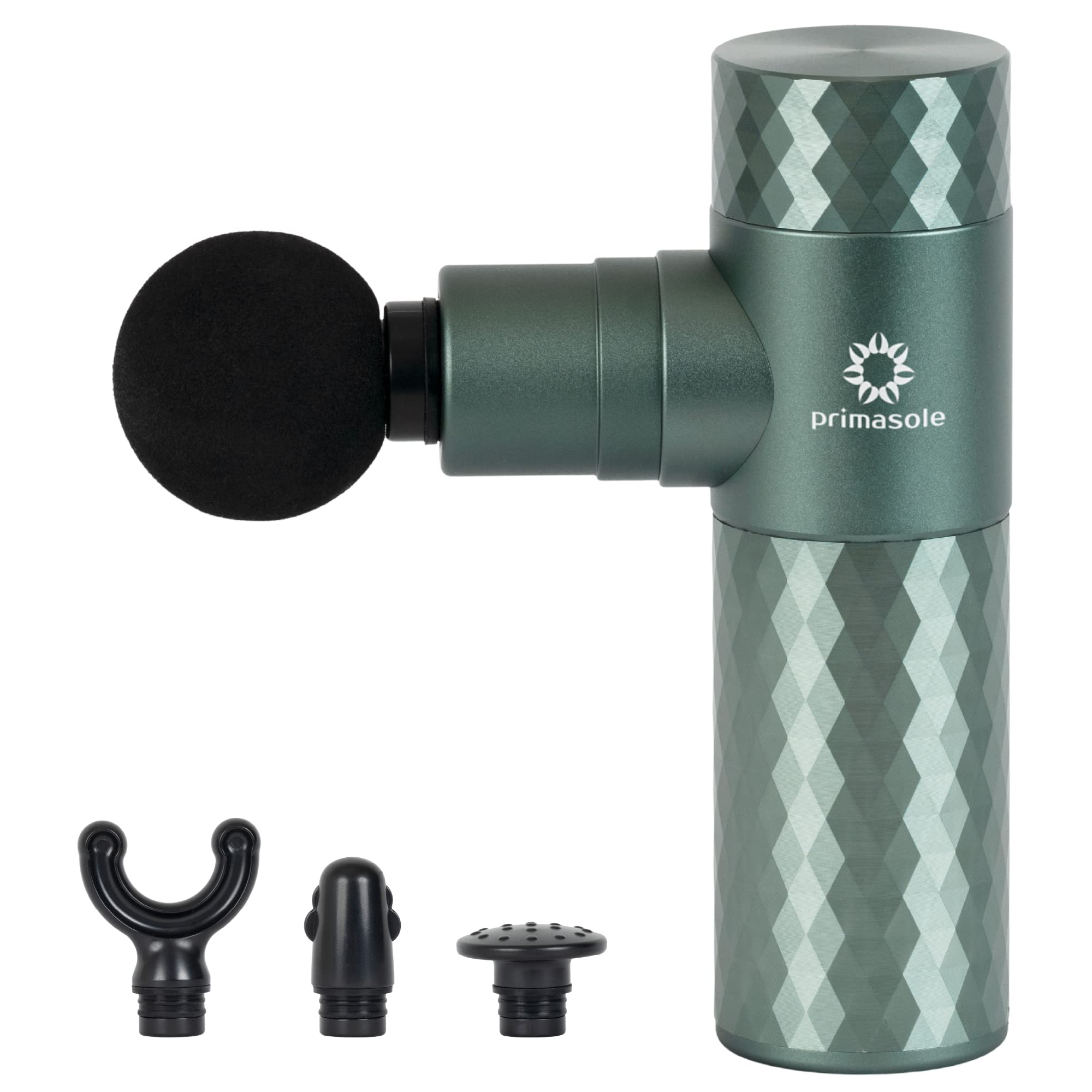 プリマソーレ(Primasole) コンパクトリリース 6mm振動 4段階の振動モード 4種類のアタッチメント 静音 筋膜 リリース PSS12NH158 ダークグリーン