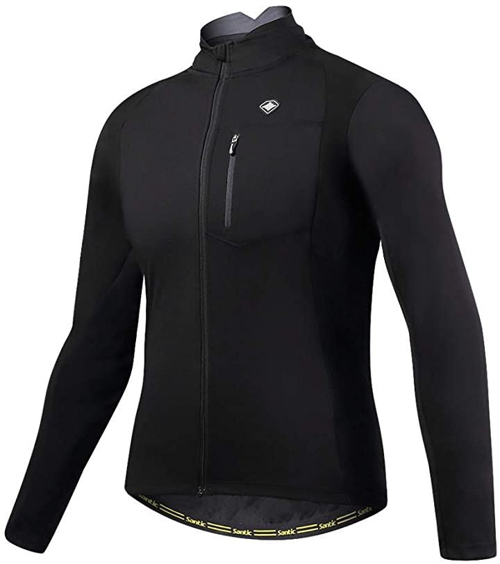 メンズ サイクルジャージ 長袖 サイクルジャケット ウィンドブレーカー 防風 防寒 秋冬用(ブラック, L)