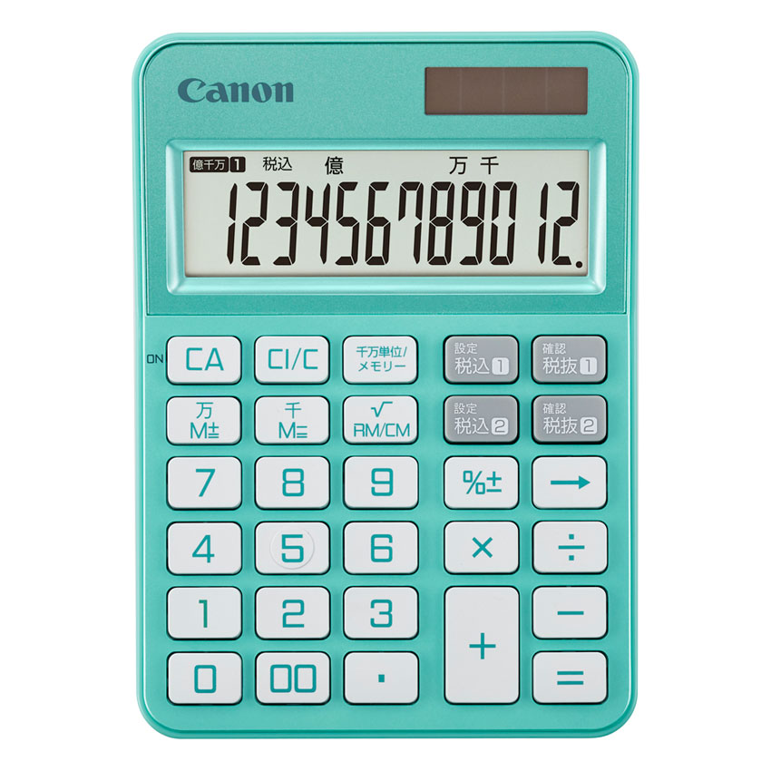 （まとめ買い）純正 カラフル電卓 ミニ卓上 12桁 ミントグリーン KS-126WUV-MG [x3]