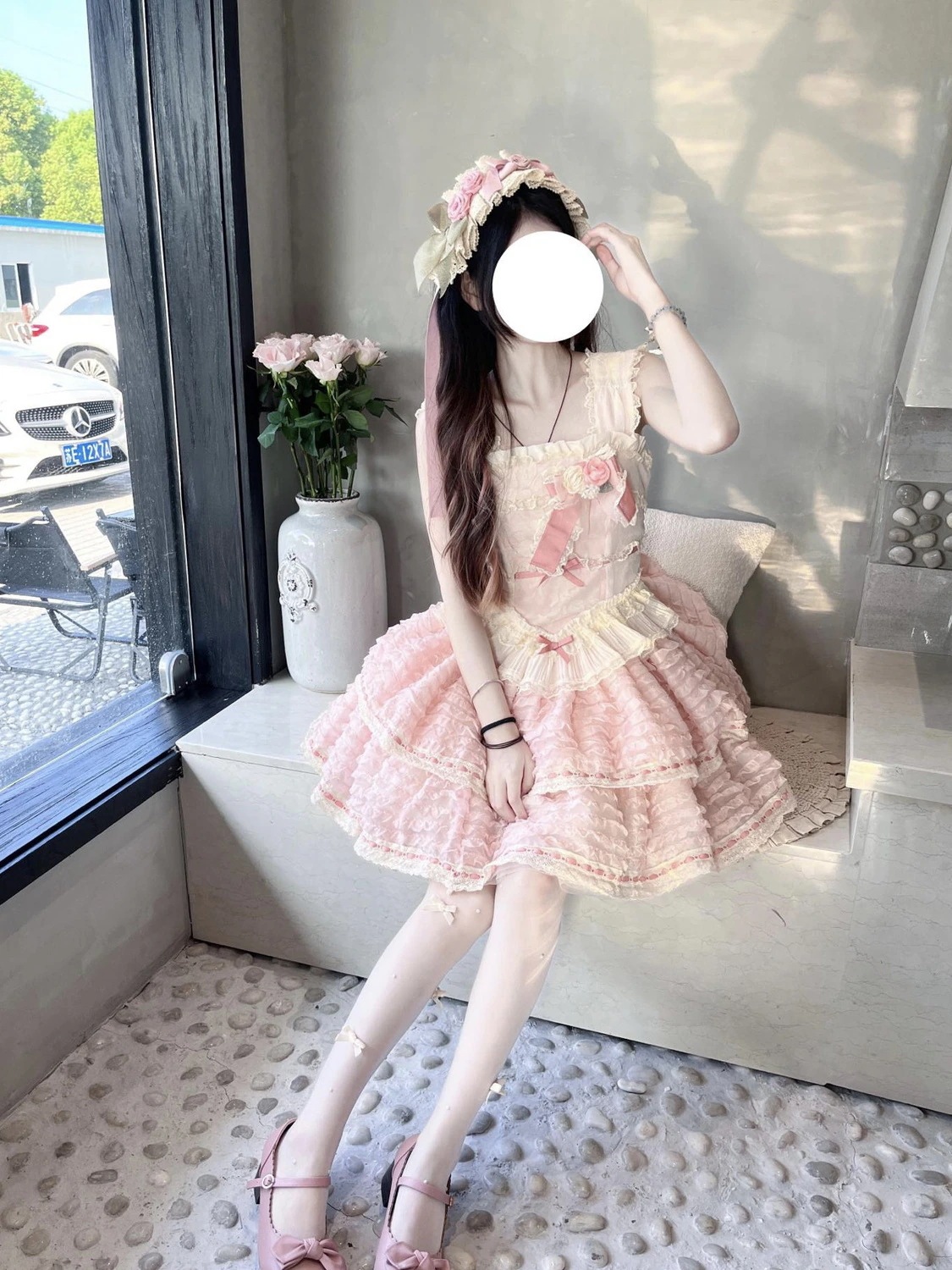 ワンピースドレスドレスケーキ ロリータ ドレス チェリー プリンセス ピンクの恋人ガール レイヤー ロリータ ドレス