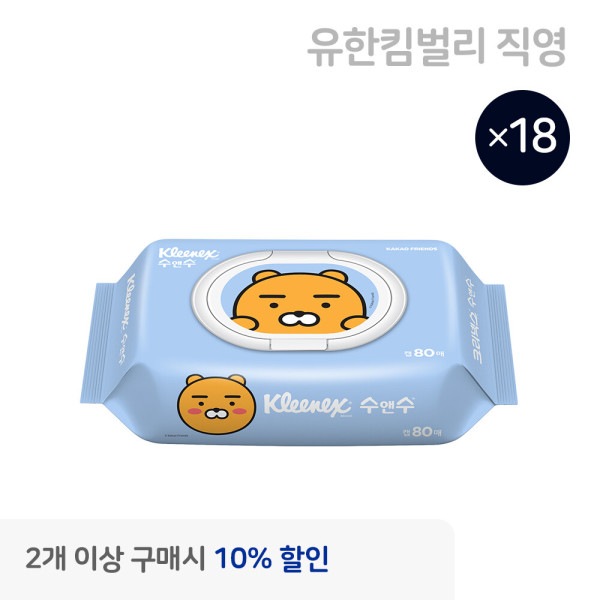 クリネックス SOONSOO キャップライアン 80枚 18pcs ウェットティッシュ