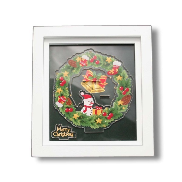 透明感が美しいアクリルスタンド （額付きクリスマスリース）