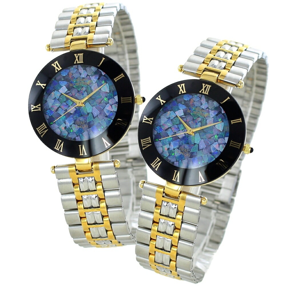 モントレス ペアウォッチ 大人 ペア腕時計 天然石 オパール ブレスレット 時計 メンズ レディース 腕時計 手表 同じサイズ 同じ お揃い 両親 夫婦 ペア カップル 誕生日 結婚式 結婚記念日
