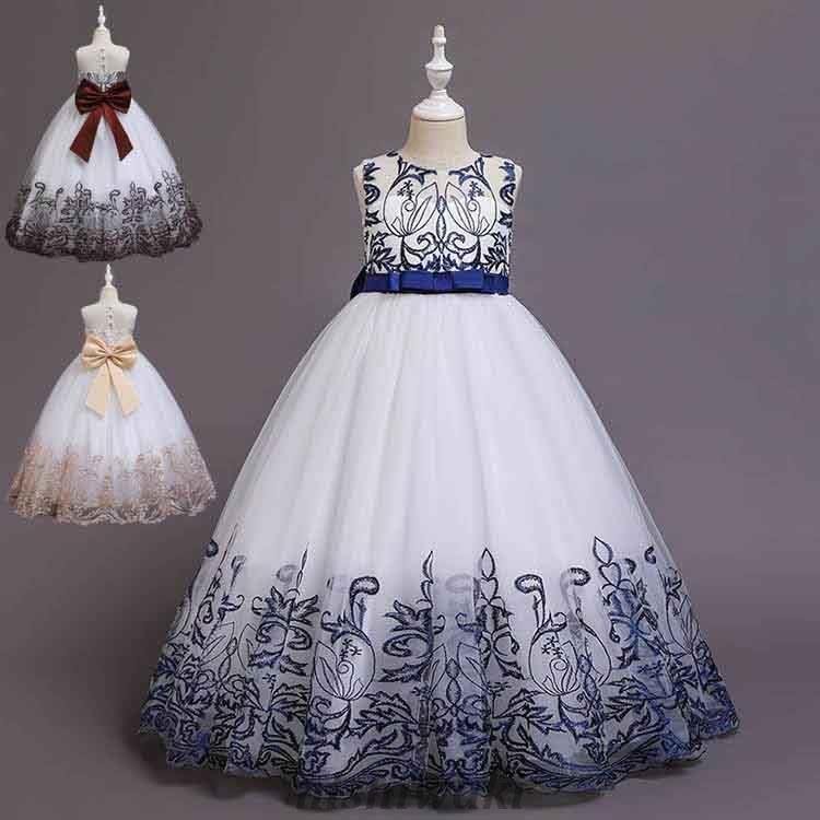 子供ドレス ピアノ発表会 結婚式 子どもドレス レース 刺繍と柔らかいチュールの広がりが可愛い フォーマルドレス 120/130/140/150/160cm