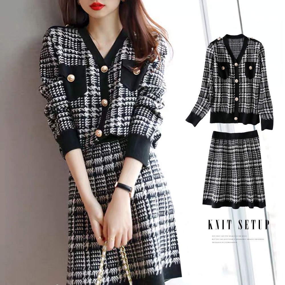 国内即納 千鳥柄セットアップツイード風セクシー 6HSTE-001