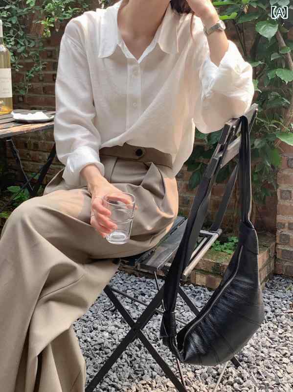 トップス レディース おしゃれ 上品 通勤 オフィス カジュアル 白 長袖 シャツ 春夏 韓国 優しい 通気性 快適 快適 日焼け防止 薄手 涼しい 涼しい