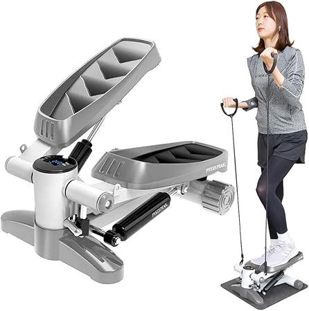 ステッパー 【自宅で有酸素運動】ダイエット器具 健康器具 フィットネスマシン ウォーキングマシン ステップ台 運動用 男女兼用「パワーバンド＆騒音防止マット付き」【1年間メーカー保証】