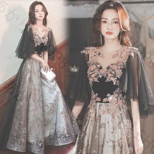 お买い得 ドレス 大人 ピアノ 発表会 ロングドレス ドレス 5分袖 イブニングドレス 演奏会 ピアノ発表会 ワンピース 二次会 女子会 パーティードレス 大人 S M L XL 2XL 3XL 4X