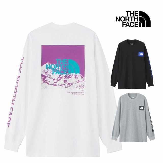 ザ・ノース・フェイス ロングTシャツ メンズ NT32438 Tシャツ 長袖 ロンT トップス 男性 プルオーバー バックプリント シンプル カジュアル アウトドア キャンプ 服 グレー 黒 白 アパ