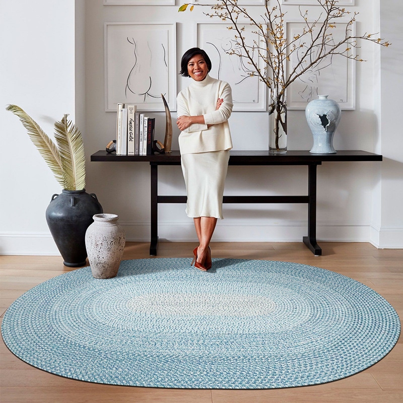 手織りカーペット リビングルームソファコーヒーテーブルクッション ホームベッドルームベッドサイドブランケット オーバル北欧モダンアウトドアフロアマット