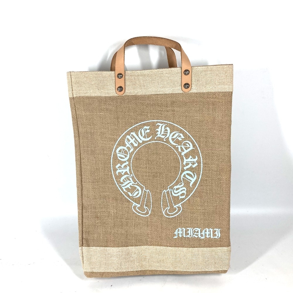 トートバッグ 2024SS ホースシュー トートバッグ マイアミ限定 ハンドバッグ カバン 縦型 麻 ブラウン