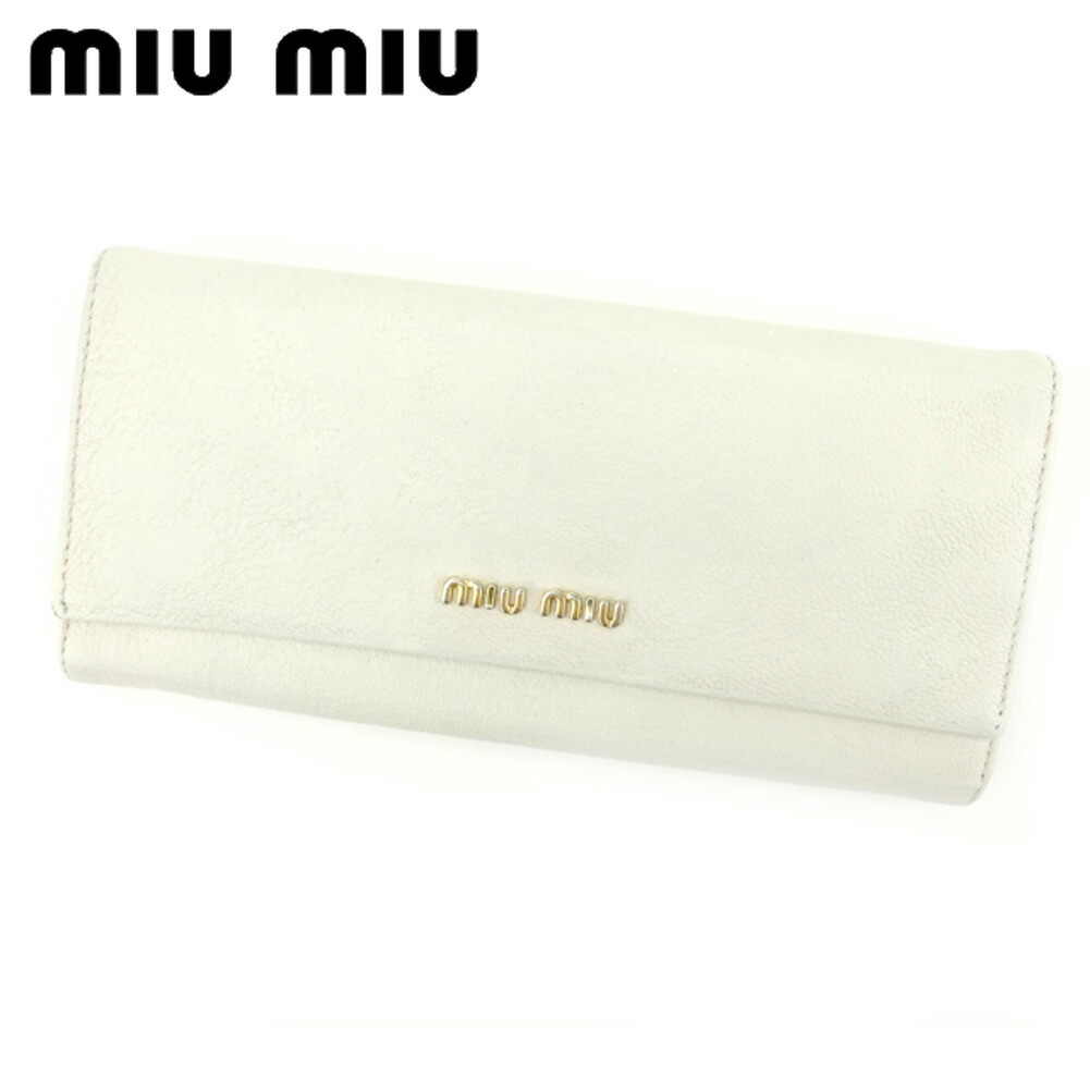 長財布 ファスナー付き 長財布 ロゴマーク ホワイト 白 中古