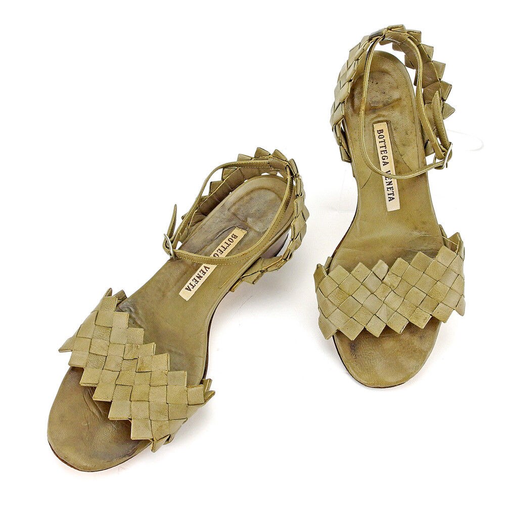 サンダル シューズ 靴 イントレチャート 4 アンクルストラップ グレージュ系 中古