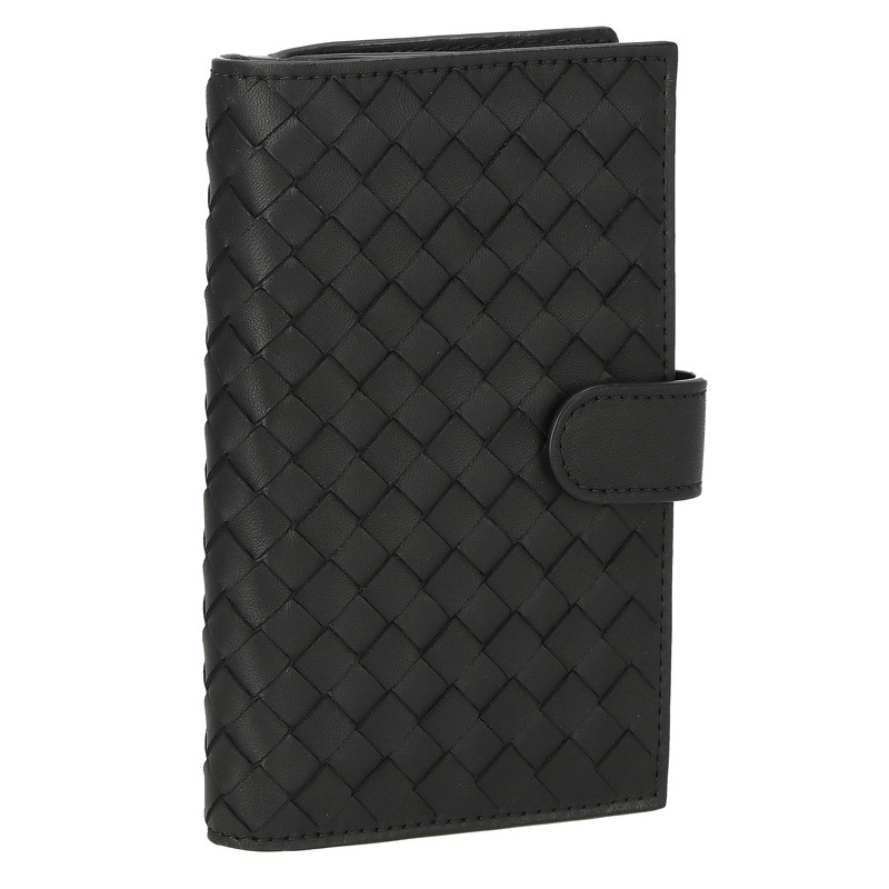 BOTTEGA VENETA 121060-V0016-8806 INTRECCIATO ボッテガヴェネタ イントレチャート 二折財布小銭入付 ナッパレザー ブラック/シルバー