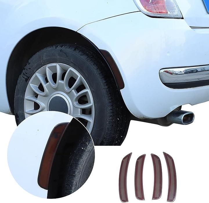 新型 フィアット 500 専用 2010～2015に適用 ウィンカーカバー フェンダー パネル フレーム 貼付タイプ アクセサリー カー用品 4点セット グレー