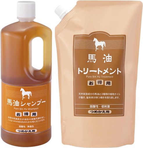 アズマ商事の 馬油トリートメントとシャンプーの 詰替え用 各1000ML