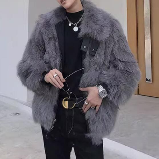 2024秋冬新品韓国ファッション コート 中綿アウター メンズファッションファージャケット 防寒 暖かい 人工ファーNPC02