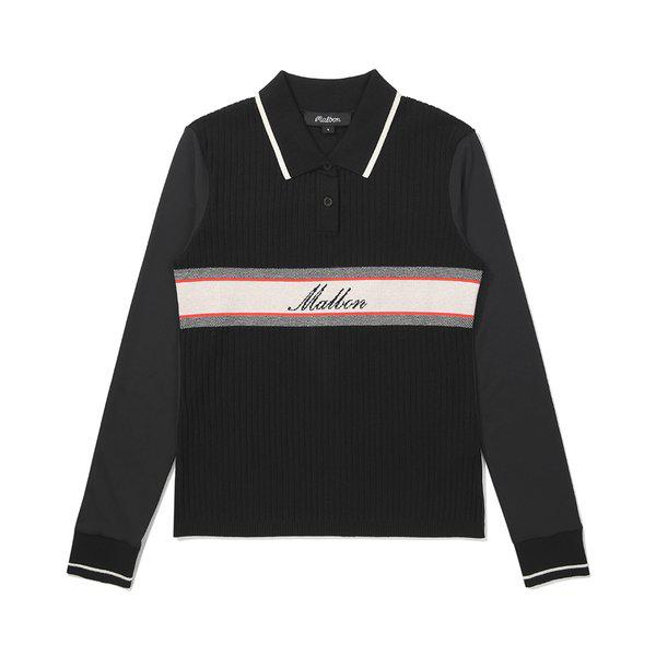 [マルボン公式] 起毛リブニットハイブリッドカラーTシャツ BLACK (WOMAN)