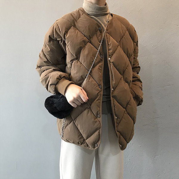 【人気急上昇】 Qoo10] ノーカラーひし形ダウンジャケット女性用2 レディースウェア
