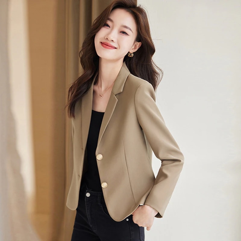 感ブレザー 女性のプチ春と秋の中袖ファッションカジュアルショートブレザートップス
